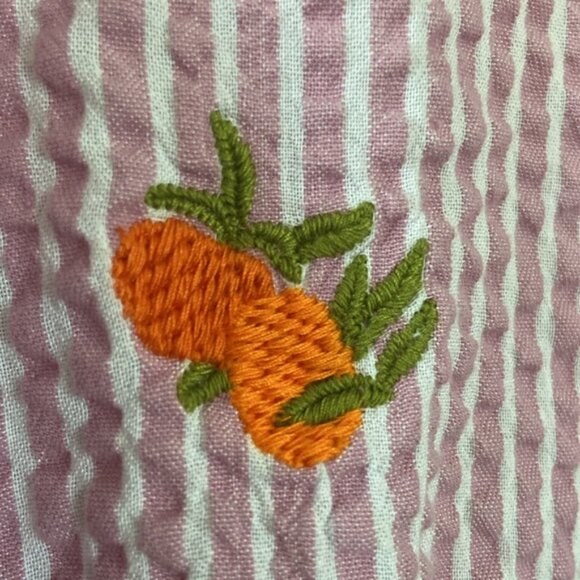 Anthropologie Maeve Embroidered Orange Pink Striped Button Down Shirt Women’s XL - Picture 12 of 16